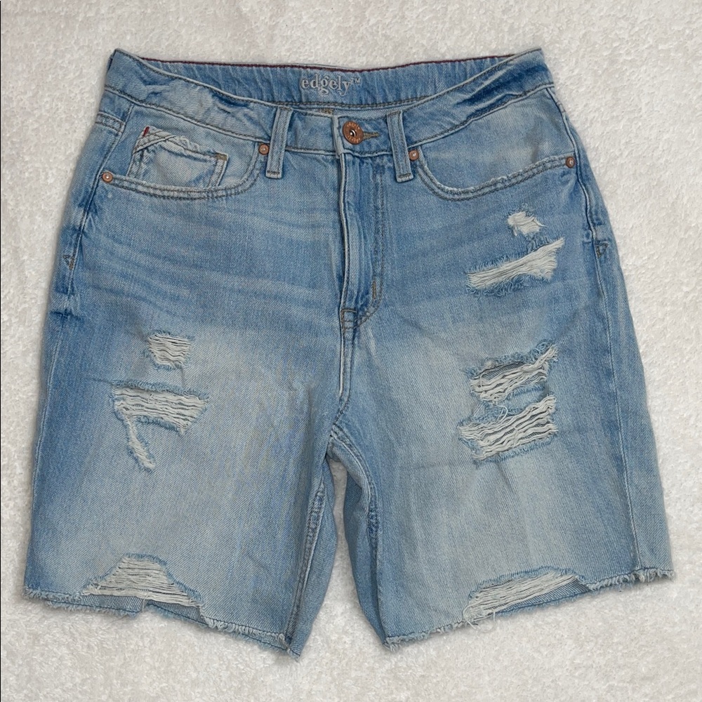 Edgely Light Blue Distressed Jean Shorts